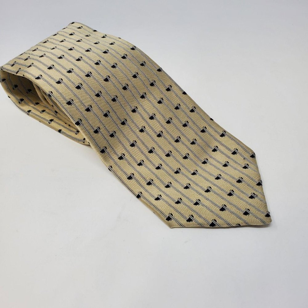 Mens 100% silk tie beige with black speckles
